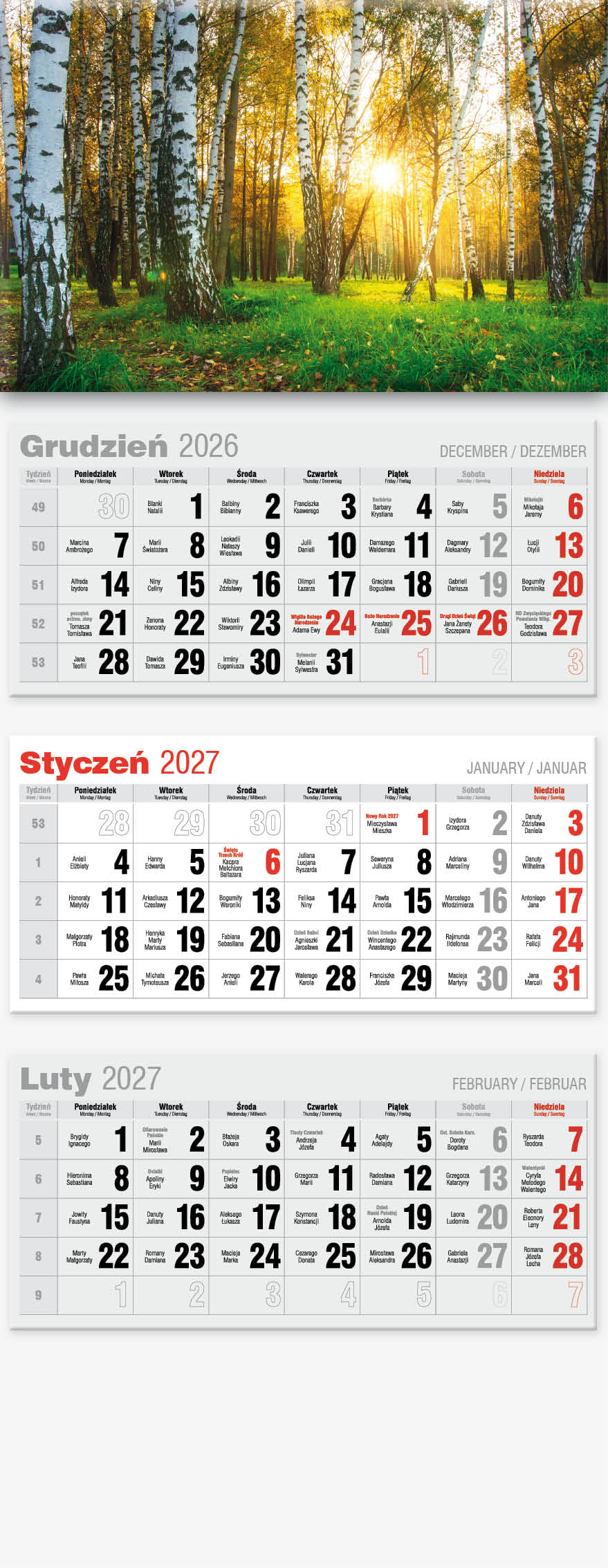 Kalendarz trójdzielny Lux KTL Avanti